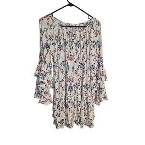 En Creme Womens Cream Bohemian Floral Dress Size S